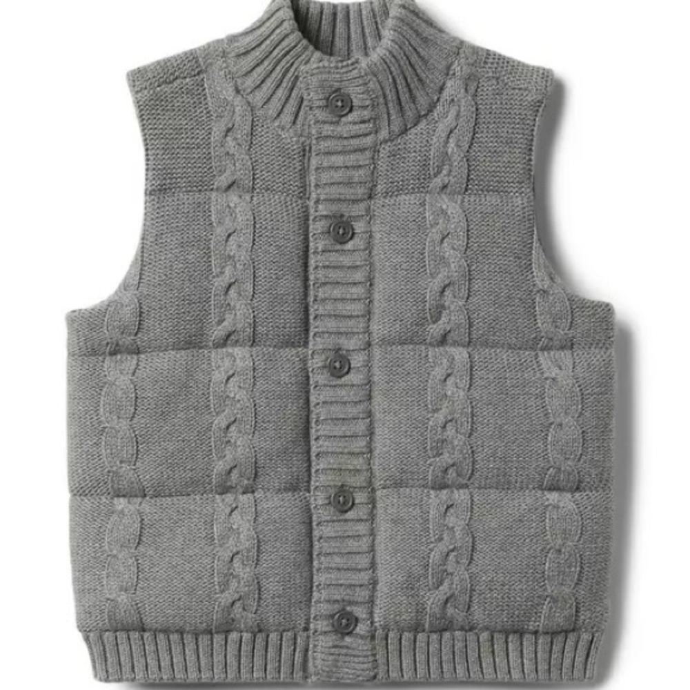 Janie And Jack Cable Knit Puffer Vest